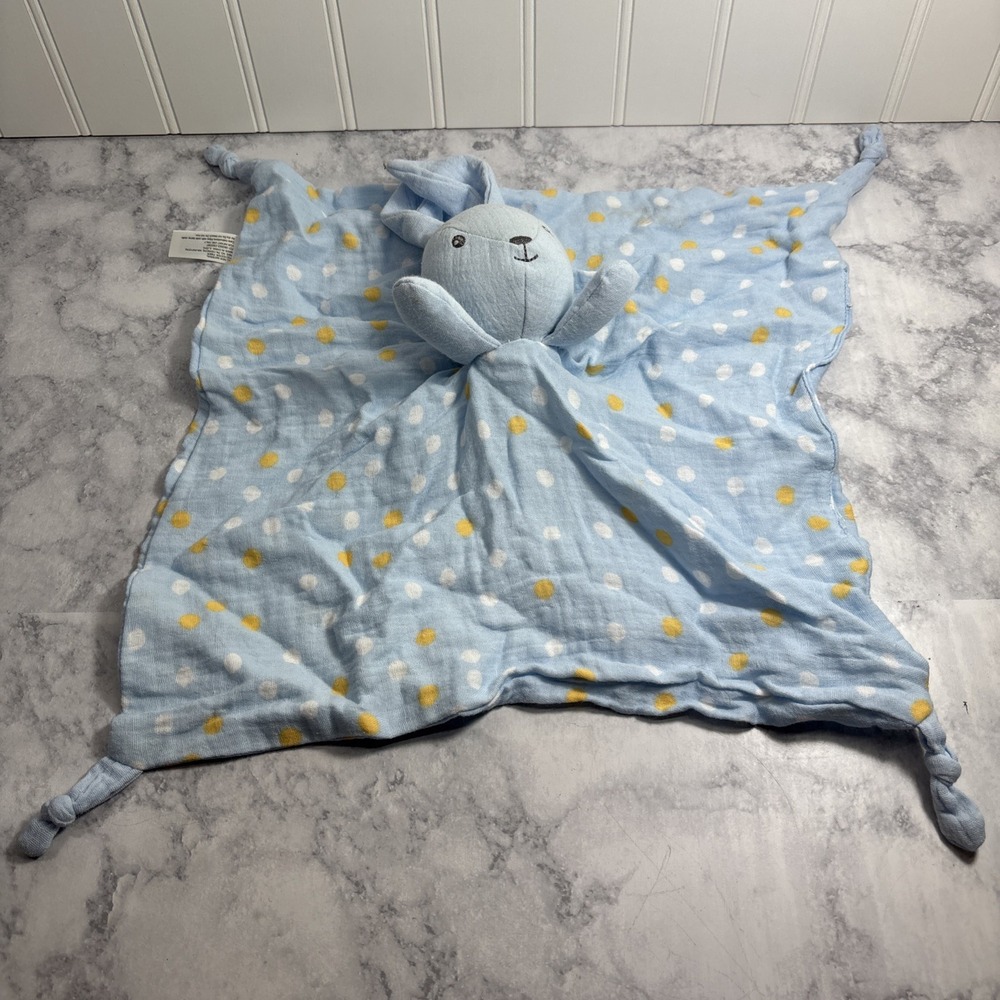 Parents Choice Walmart Blue Bunny Rabbit Polka Dot Security Blanket Lovey Knots